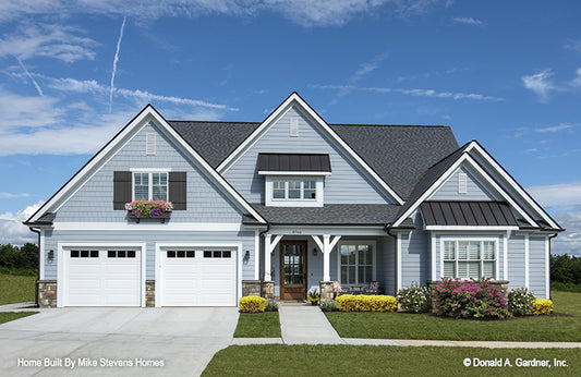 Pastel blue color palette of The Jenner House Plan 1185