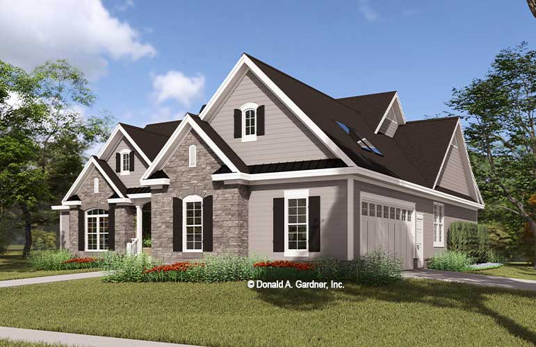 Front rendering of The Astaire house plan 1286.