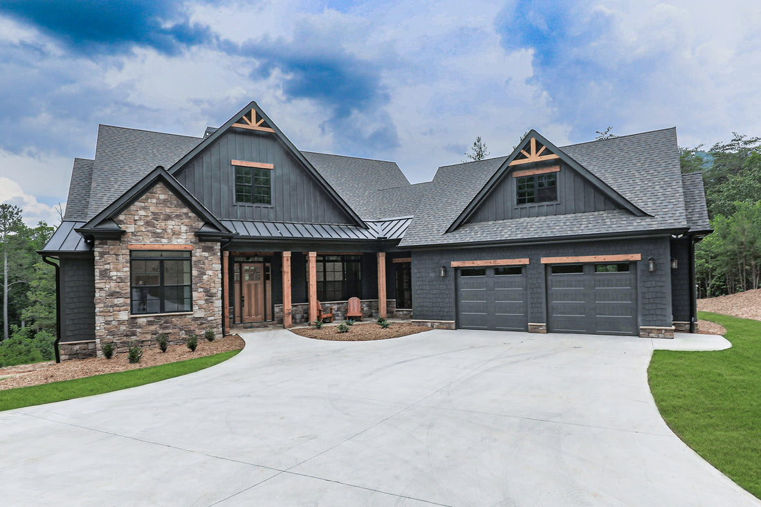 The Butler Ridge house plan 1320 with a black exterior. 