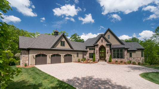 Front exterior of The Jasper Hill house plan 5020. 