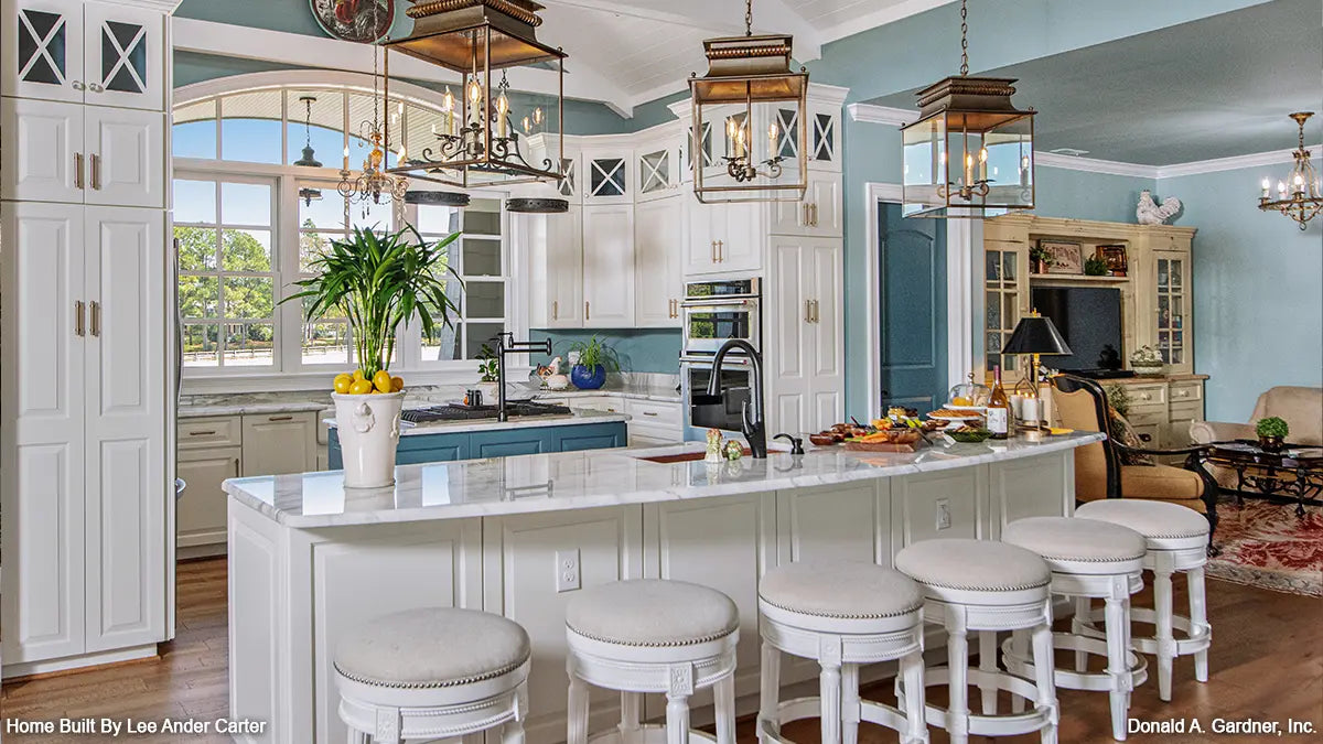 Island kitchen of The Chaucer house plan 1379.