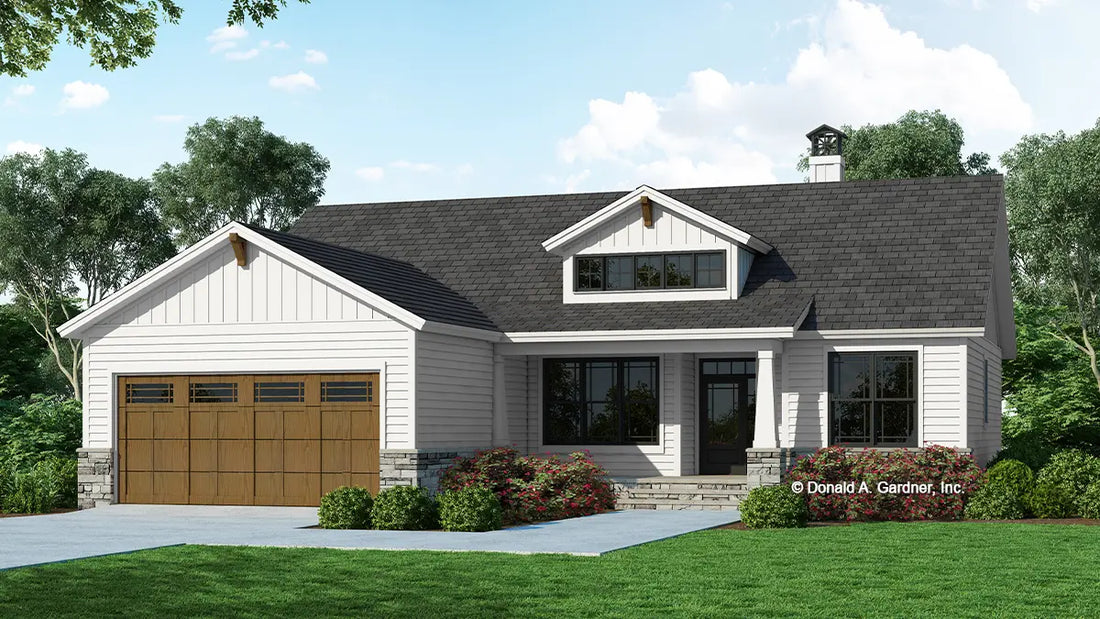 Front rendering of The Tobias house plan 1356. 