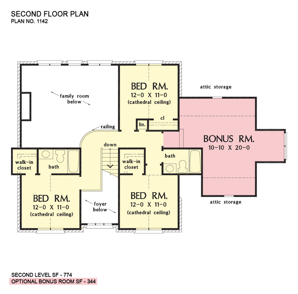 This is the second floor plan image for two story house plan 1142 The Vernon Downs