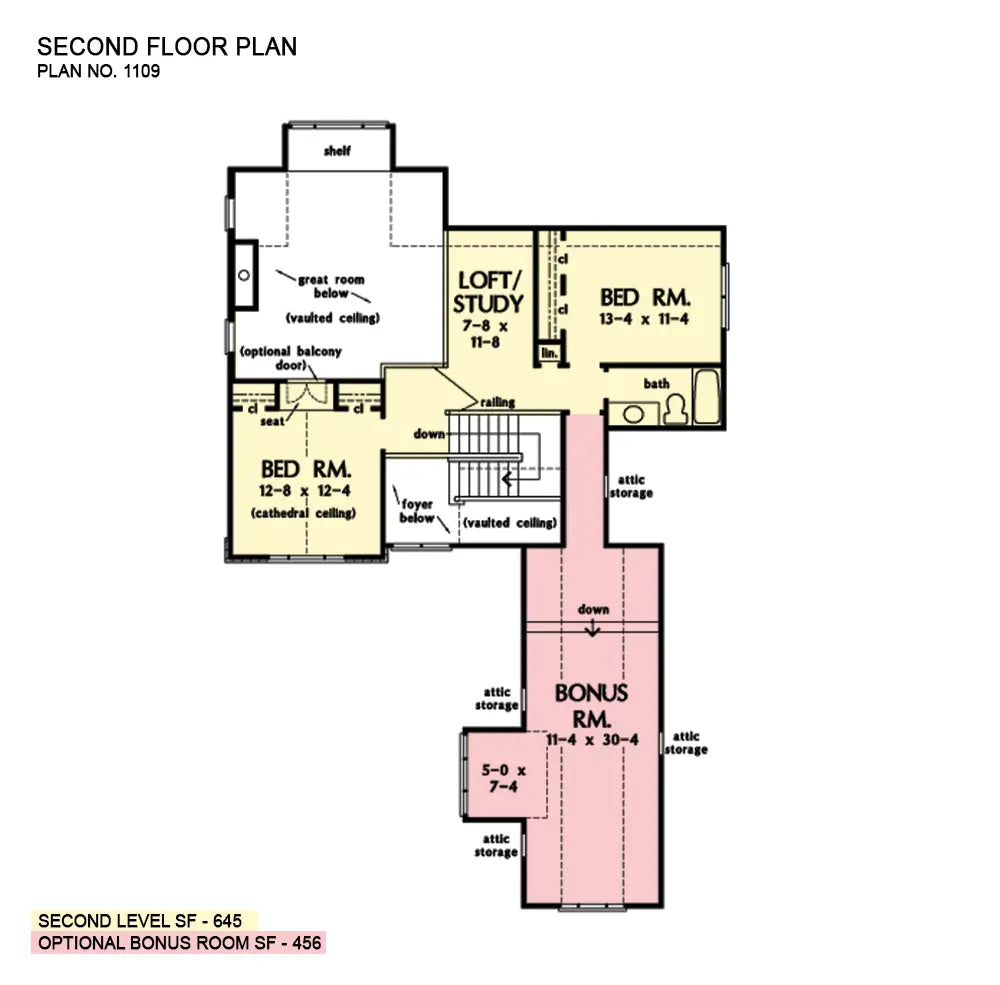 This is the second floor plan image for two story house plan 1109 The Abbott