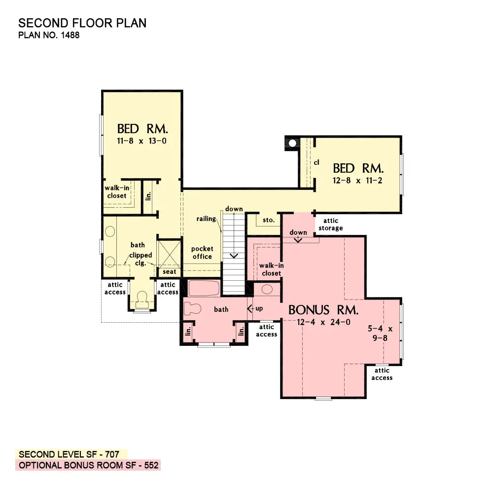 This is the second floor plan image for two story house plan 1488 The Abigail