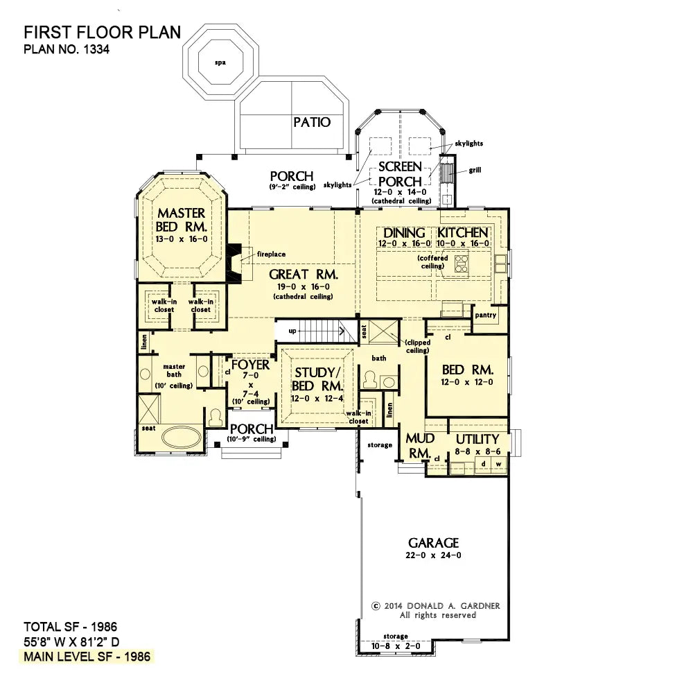 This is the first floor plan image for craftsman house plan 1334 The Adrian