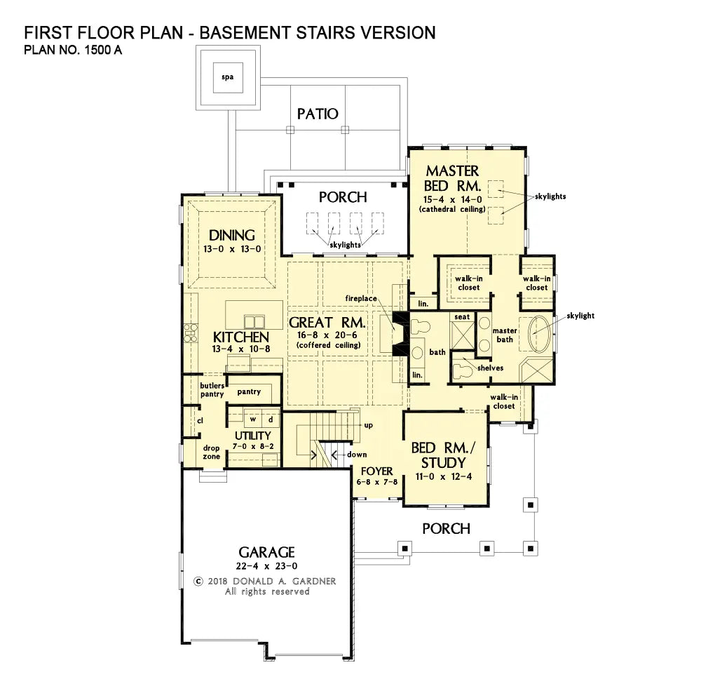 This is the first floor plan image for two story house plan 1500 The Agatha if the home is built over a basement