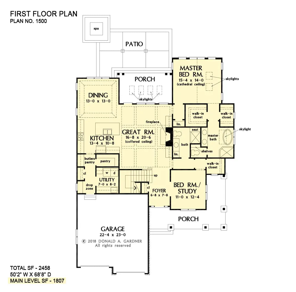 This is the first floor plan image for cottage house plan 1500 The Agatha