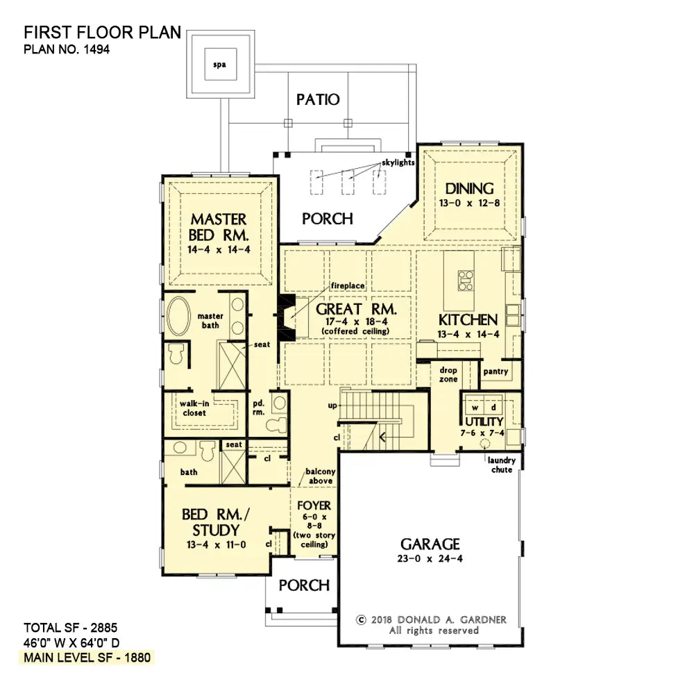 This is the first floor plan image for Modern Farmhouse house plan 1494 The Alice