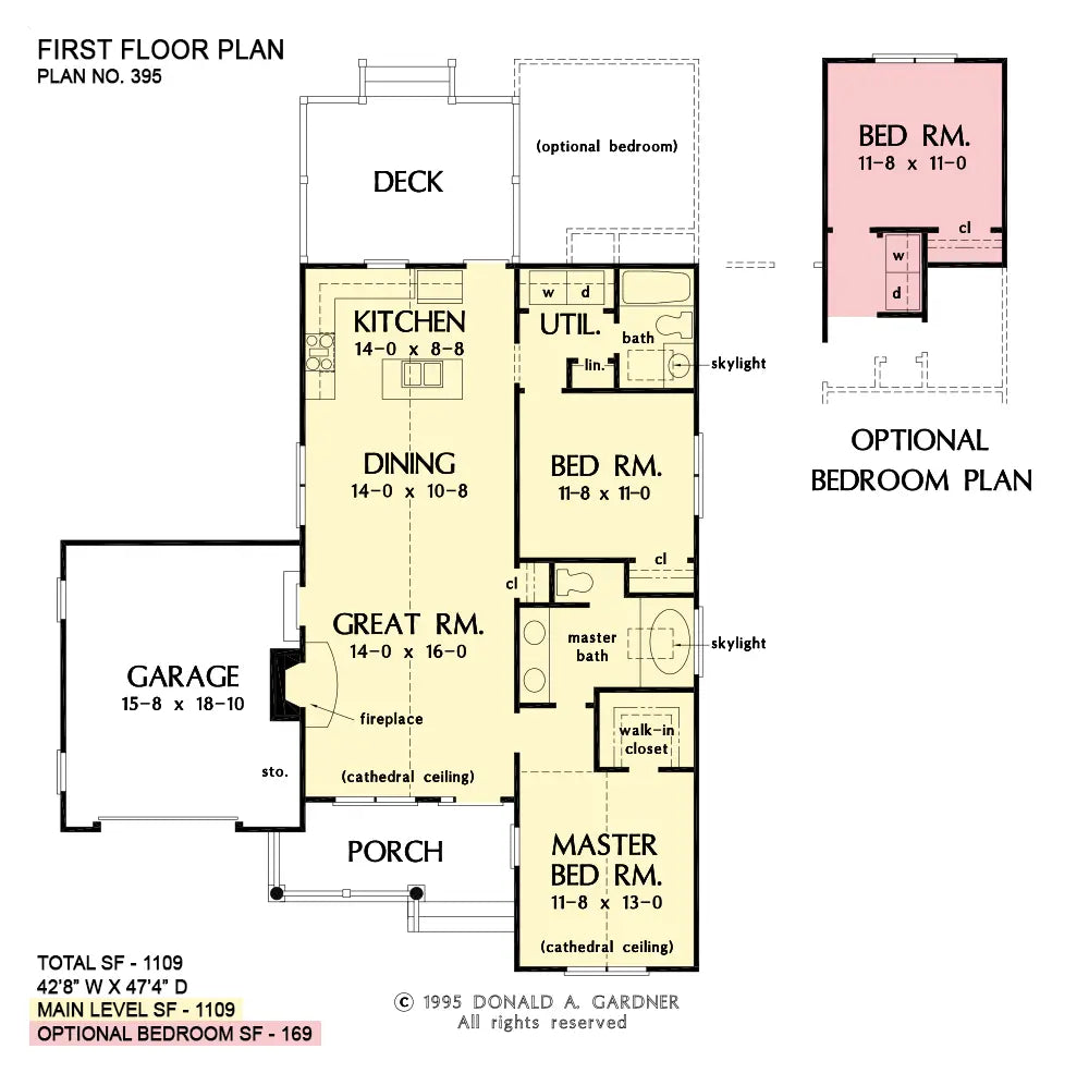 This is the first floor plan image for small house plan 395 The Anderson