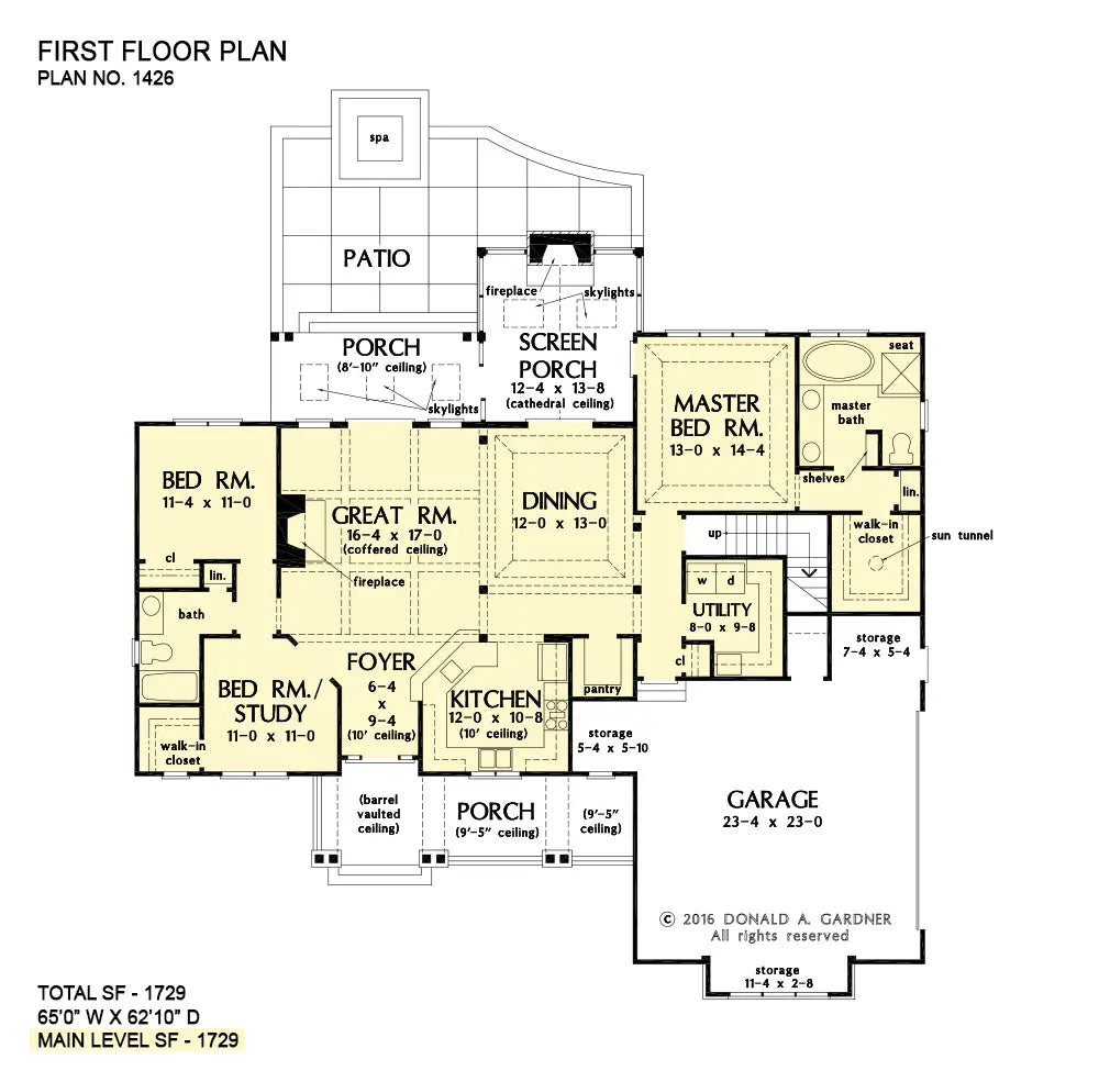 This is the first floor plan image for Craftsman house plan 1426 The Anna