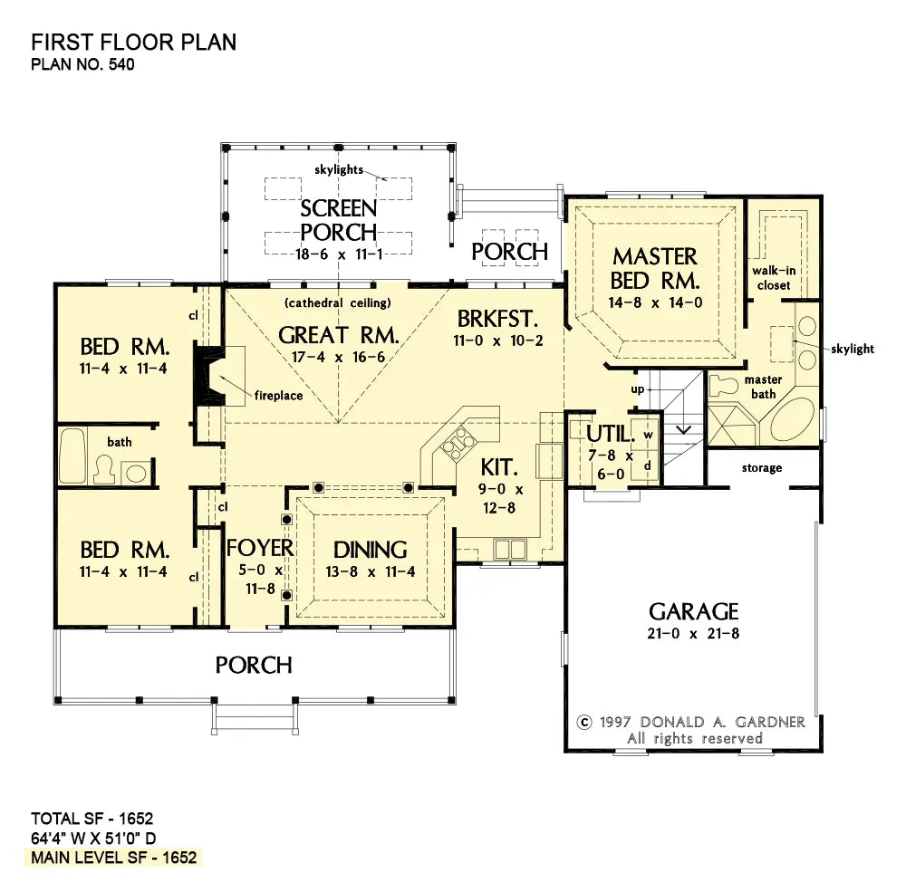 This is the first floor plan image for country house plan 540 The Anniston