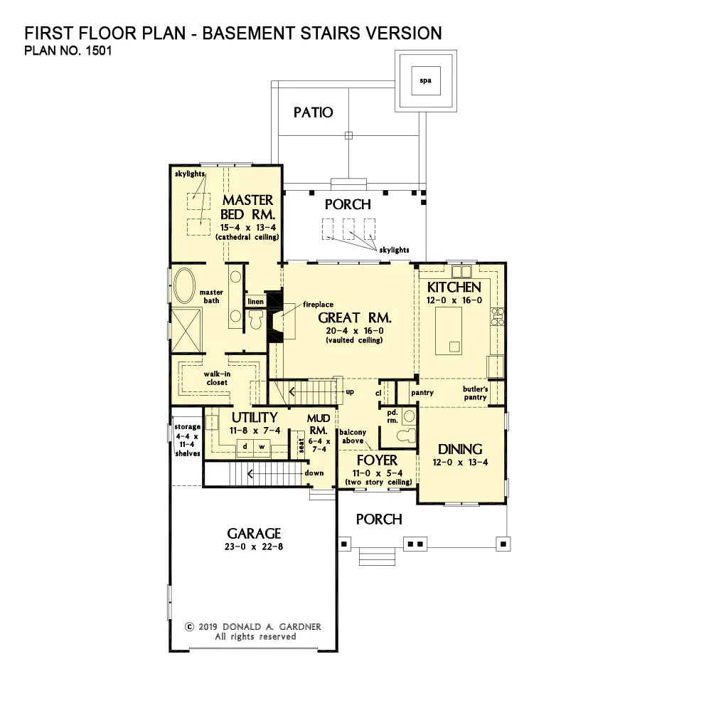 This is the first floor plan image for two story house plan 1501 The Applecross if the home is built over a basement