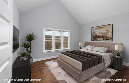 Triple windows for plenty of light and vaulted ceilings in this master bedroom. Applecross plan 1501