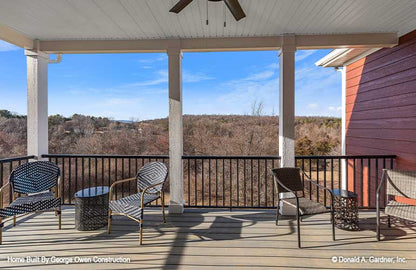 Perfect view off this covered deck with outdoor ceiling fan. Applecross plan 1501