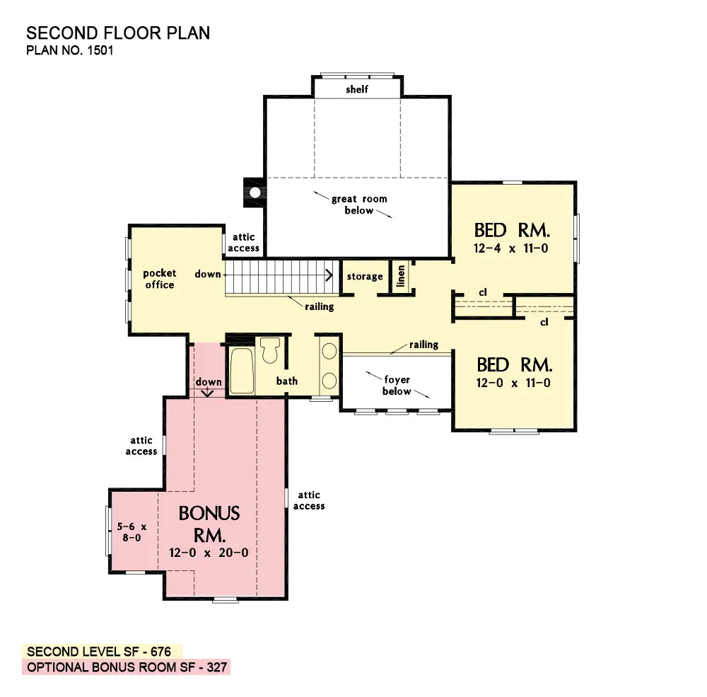 This is the second floor plan image for narrow lot house plan 1501 The Applecross