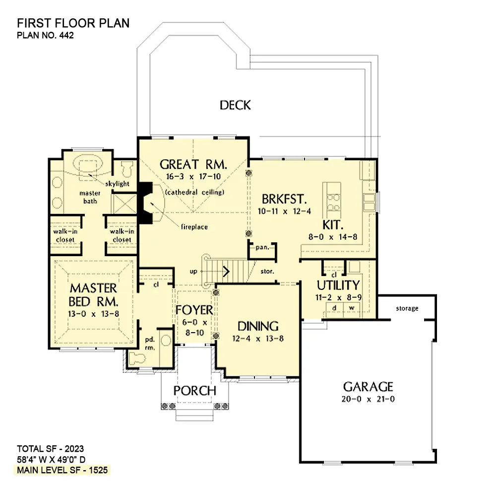 This is the first floor plan image for traditional house plan 442 The Appleton