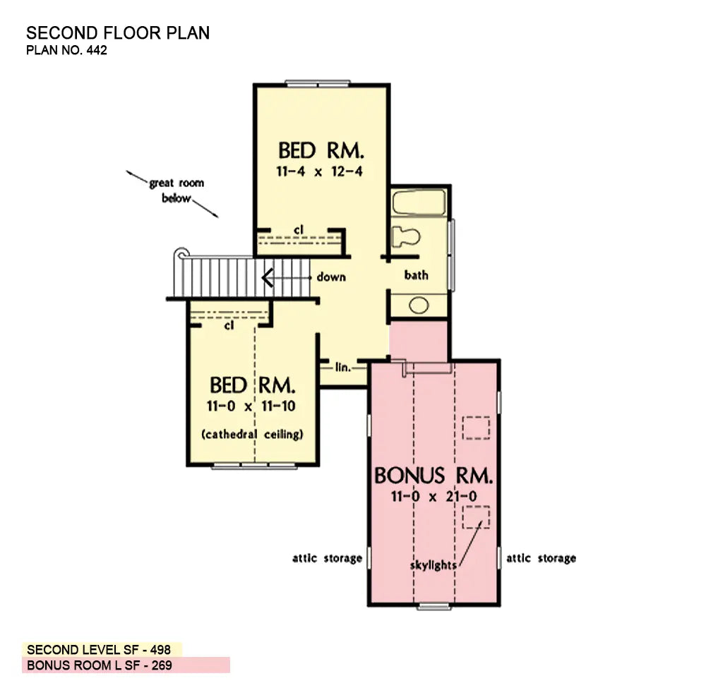 This is the second floor plan image for two story house plan 442 The Appleton