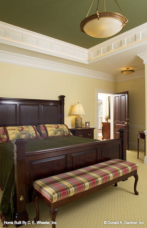 Tray ceiling and crown molding in the master bedroom. The Arbordale plan 452.