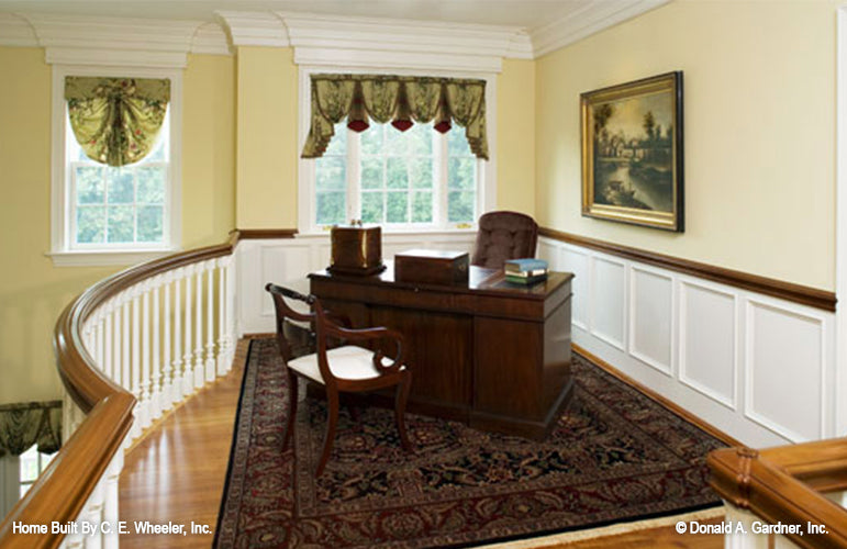 Open loft study along banister. The Arbordale plan 452.