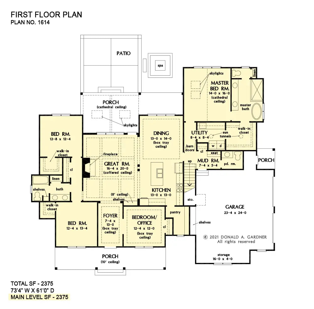 This is the first floor plan image for modern farmhouse house plan 1614 The Arlene