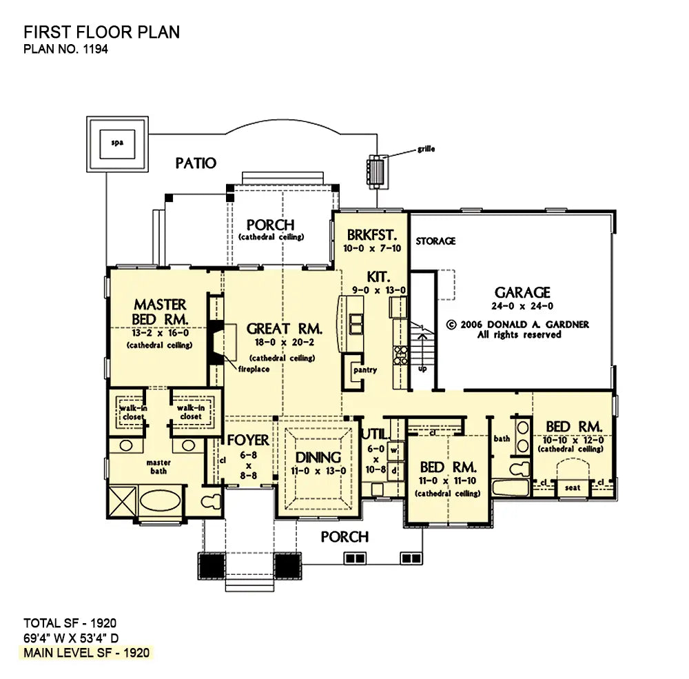 This is the first floor plan image for rustic house plan 1194 The Ashton Ridge