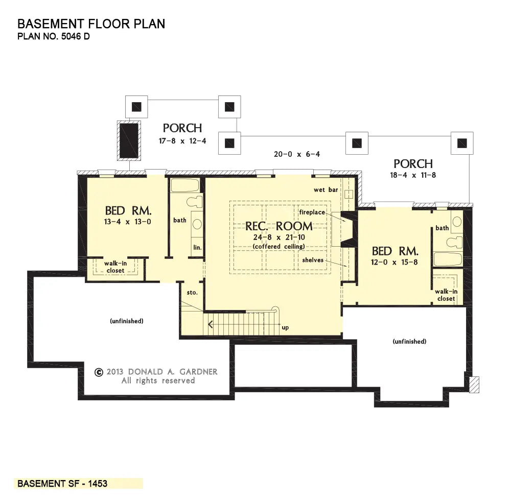 This is the basement floor plan image for hillside house plan 5046 The Asiago Ridge