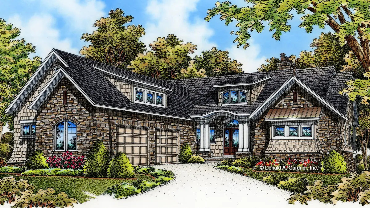 Front view illustration. The Asiago Ridge plan 5046.