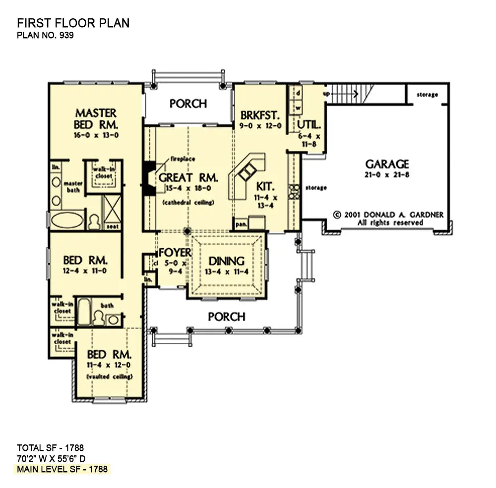 This is the first floor plan image for small house plan 939 The Atchinson