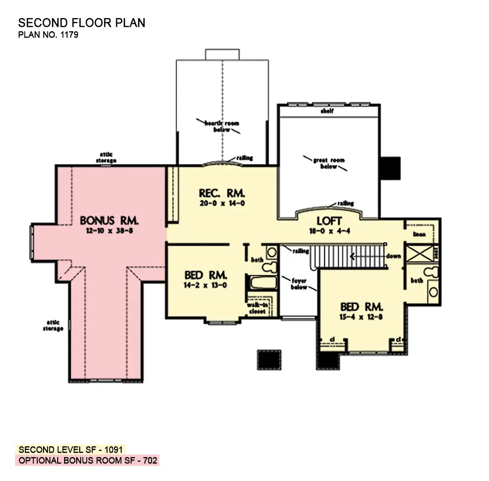 This is the second floor plan image for luxury house plan 1179 The Auberlen