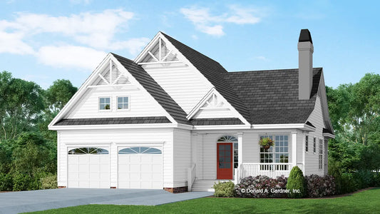 This is an illustration of the front of small house plan 708 The Aurora