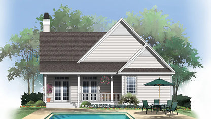 This is an illustration of the rear of narrow lot house plan 708 The Aurora