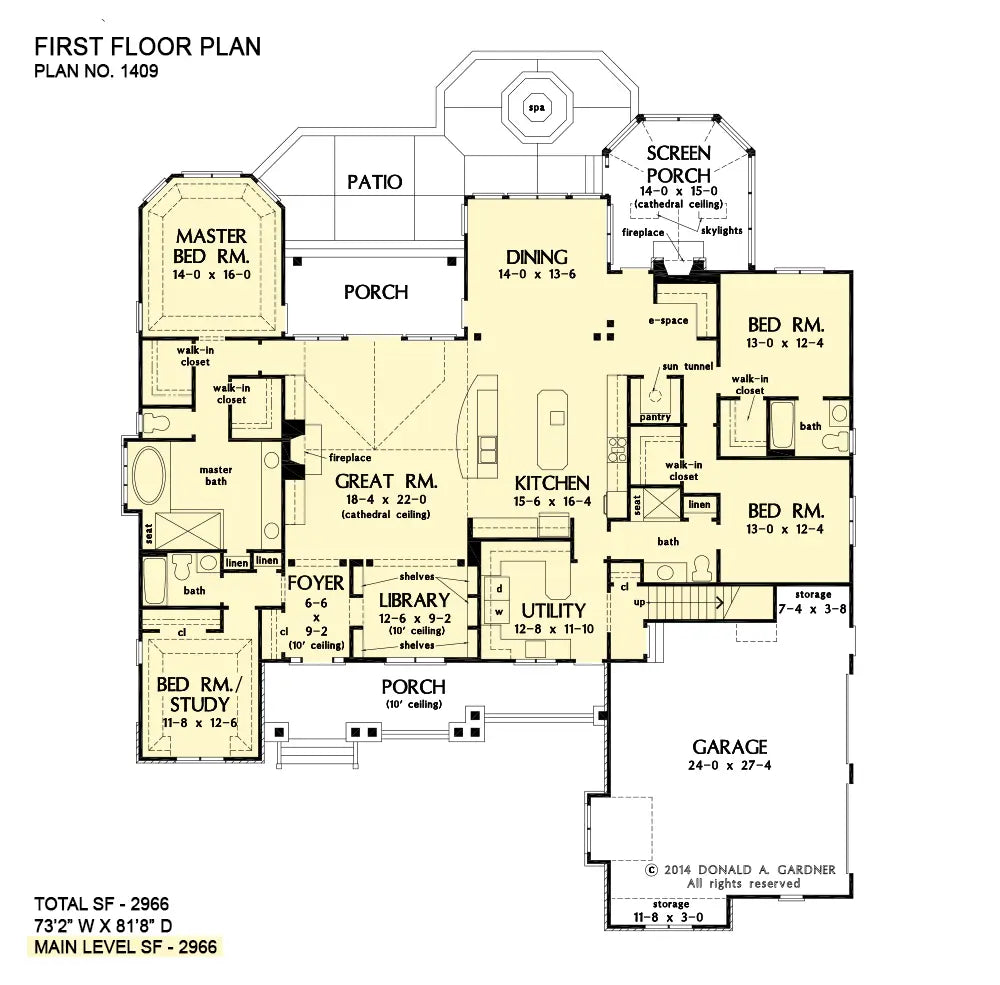 This is the first floor plan image for house plan 1409 The Austin