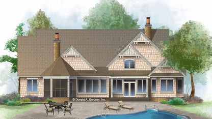 This is an illustration of the rear of house plan 1409 The Austin