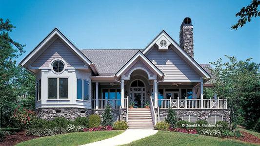 This is a photograph of the front of two story house plan 726 The Avalon as built by a customer