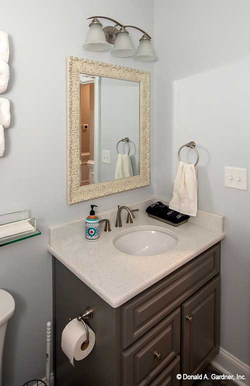 Single sink vanity in the bathroom. The Avant plan 1346.