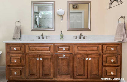 Double sink vanity in the master bathroom. The Avant plan 1346.