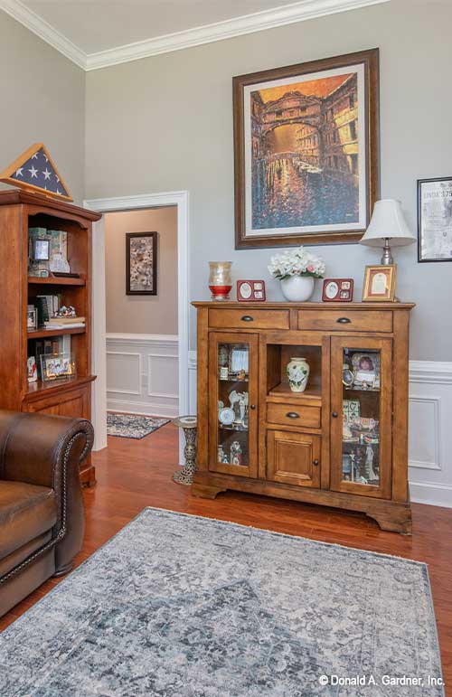 Crown molding along the ceiling in the study. The Avant plan 1346.