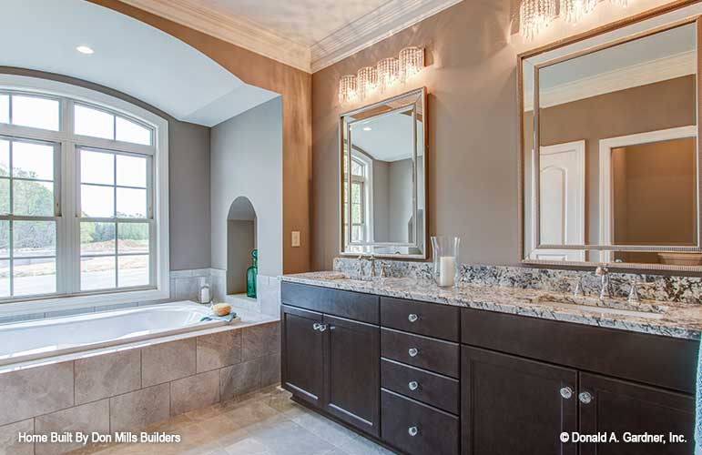 Double sink vanity in the master bathroom. The Bantry plan 1336.