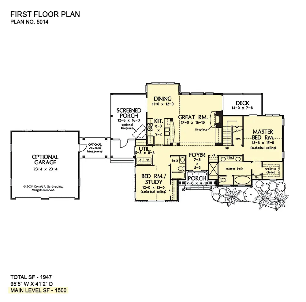 This is the first floor plan image for cottage house plan 5014 The Bark Hollow