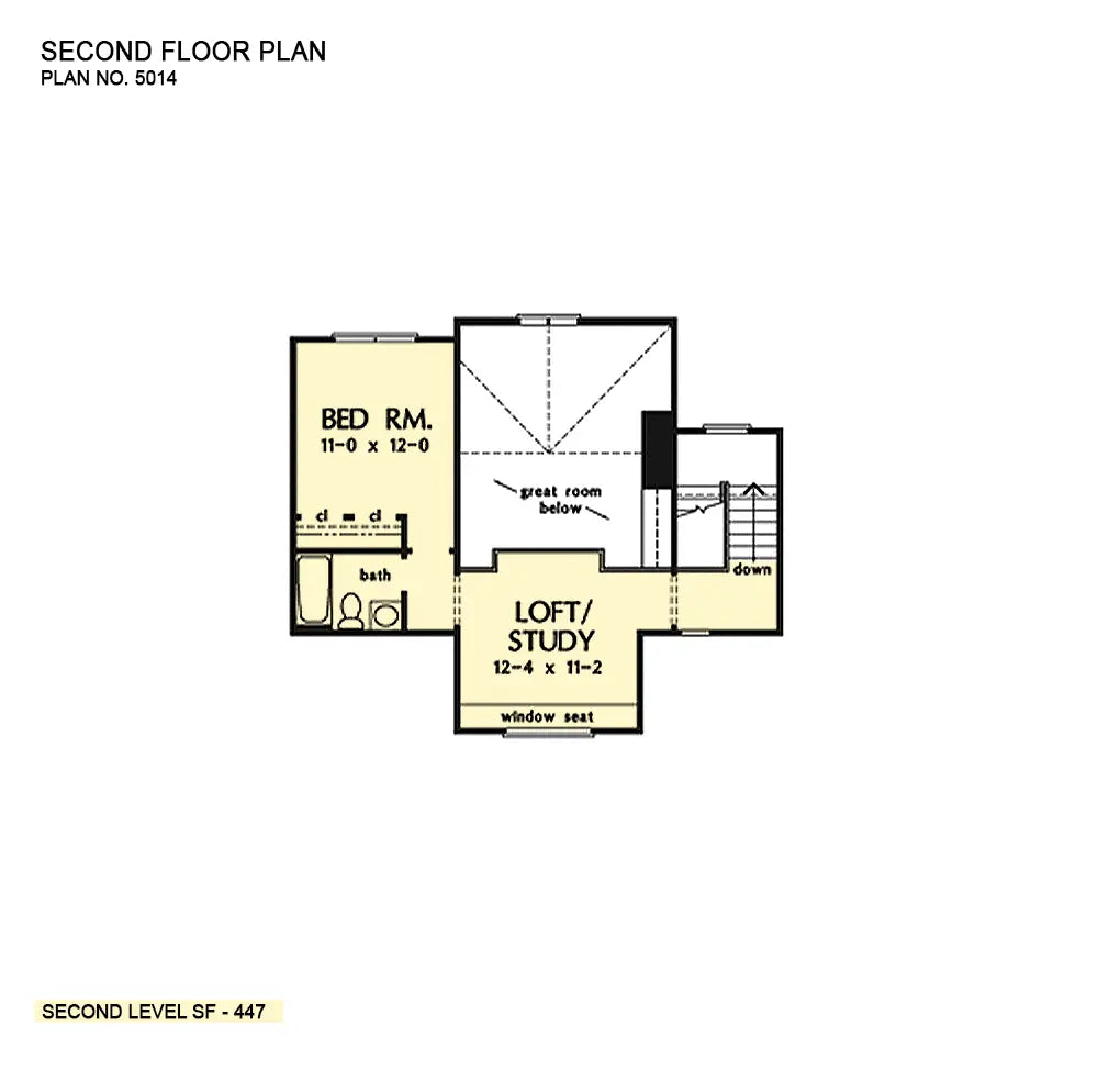 This is the second floor plan image for rustic house plan 5014 The Bark Hollow