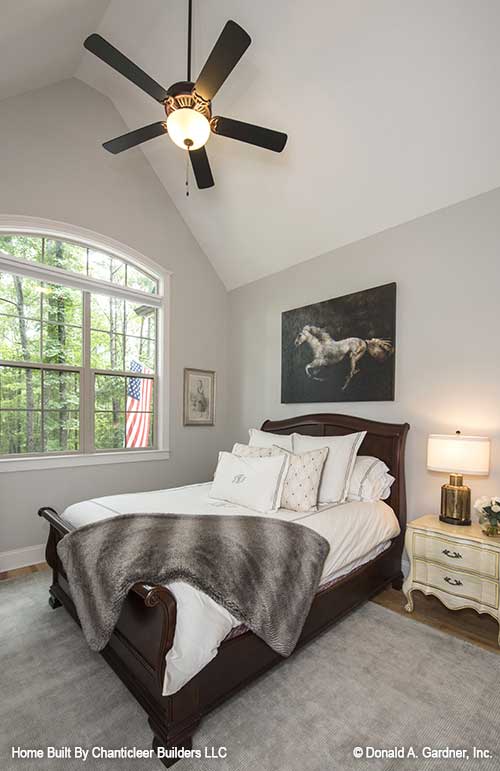 Arched window in the secondary bedroom. The Baskerville plan 1312.