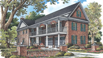 Ideal for long, narrow lots, this design features dual porches that create an appealing exterior.