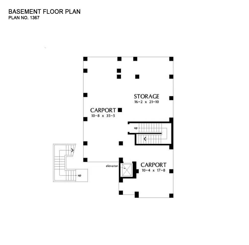 This is the basement floor plan image for beach house plan 1367 The Bayswater