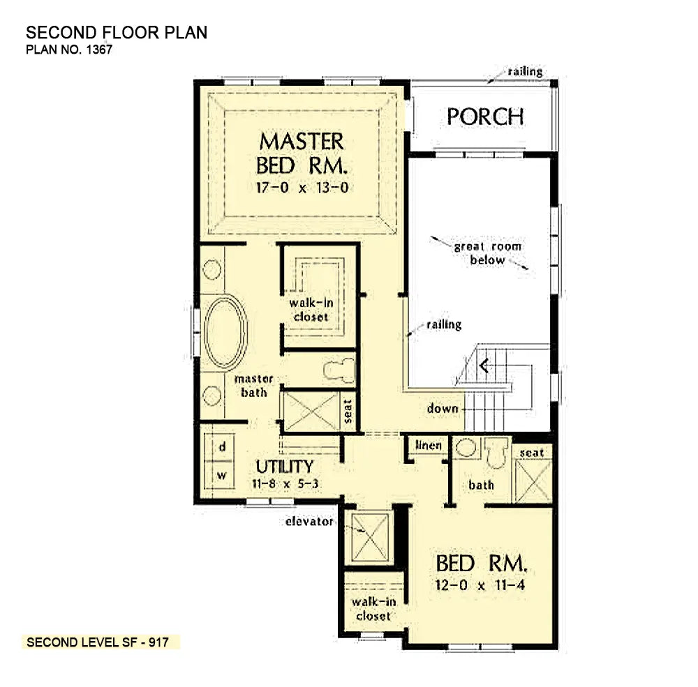 This is the second floor plan image for vacation house plan 1367 The Bayswater