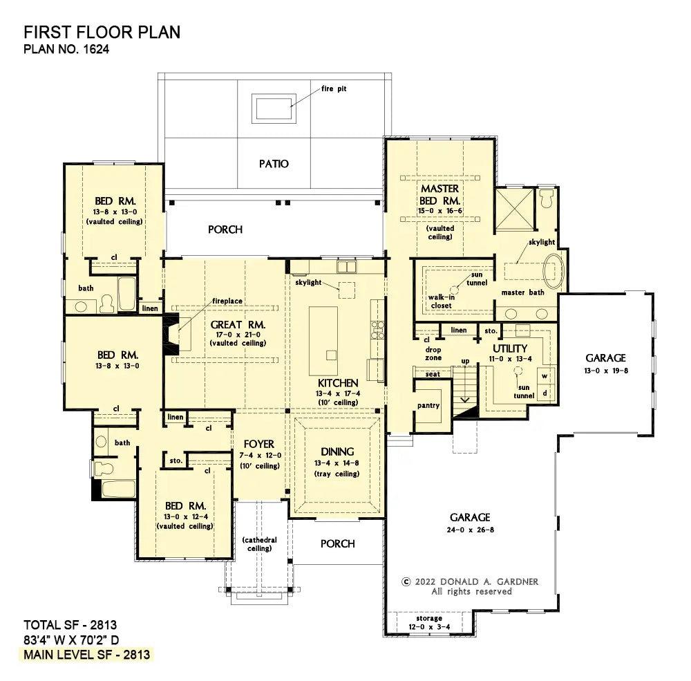 This is the first floor plan image for rustic house plan 1624 The Beatrice