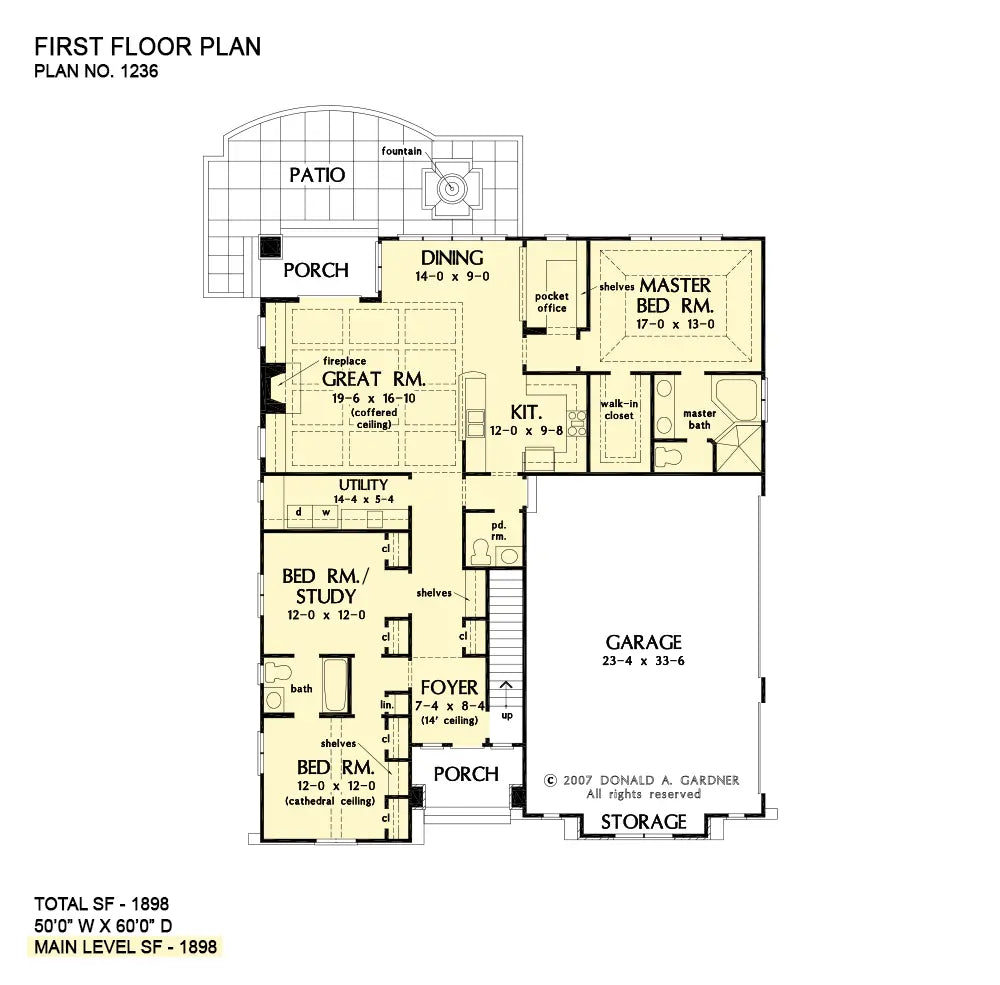 This is the first floor plan image for simple house plan 1236 The Beauxville