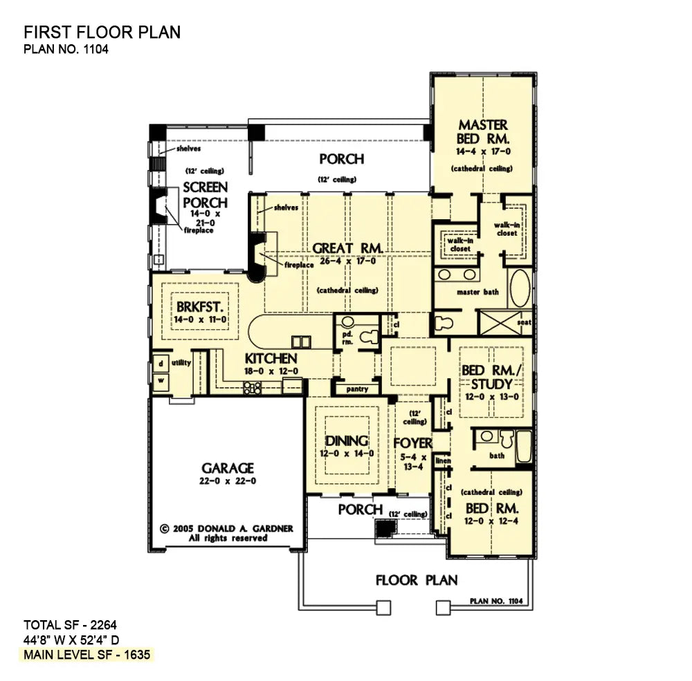 This is the first floor plan image for rustic house plan 1104 The Bellavita