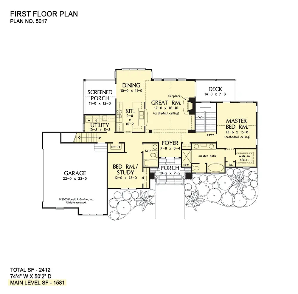 This is the first floor plan image for rustic house plan 5017 The Belmar