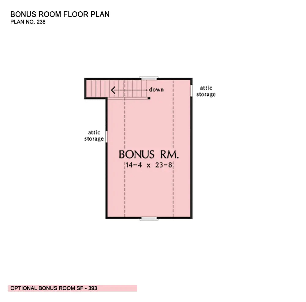 This is the bonus room floor plan image for two story house plan 238 The Berryhill